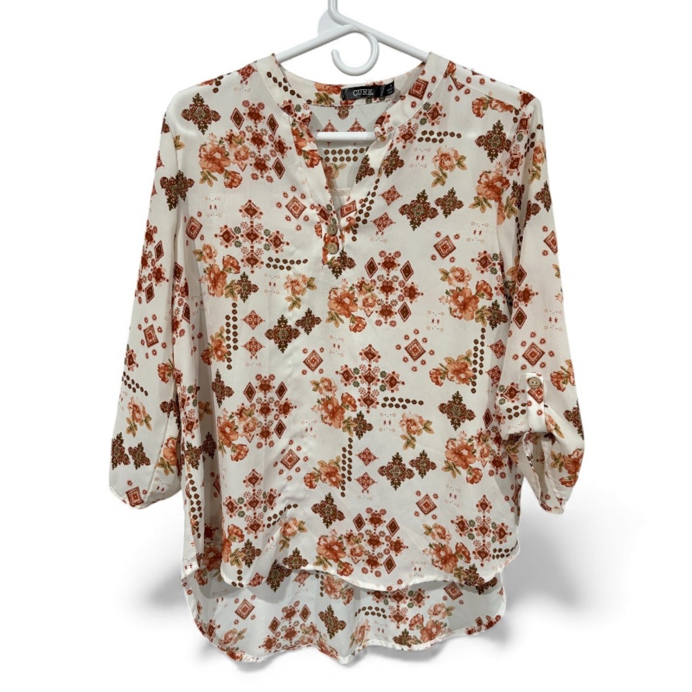 Cure Boho‎ Floral & Geometric Print Tunic Top Medium
